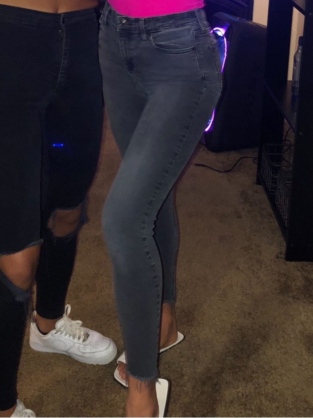 Topshop Dark Gray Skinny Jeans - High-Rise